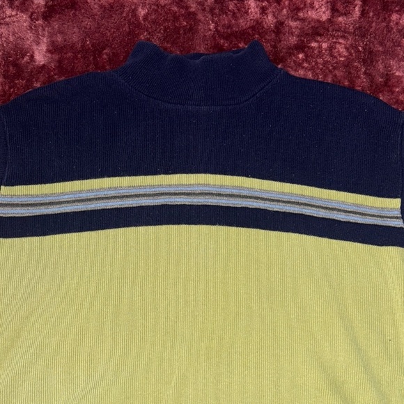 Striped Green and navy Women's Sweater - Picture 4 of 8